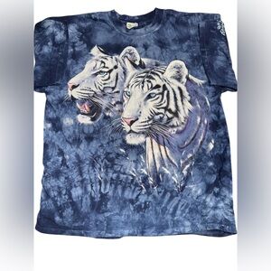 Vintage 90s White Tigers of Bengal Nature Tie Dye T-Shirt sz Large